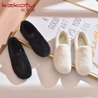 珂卡芙短毛绒乐福鞋2019秋季新款女单鞋豆豆鞋懒人女鞋毛毛鞋潮