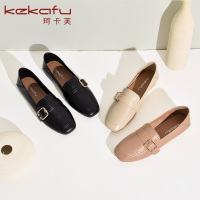 珂卡芙小皮鞋女秋季平跟方头女鞋英伦复古风网红女鞋2019新款单鞋