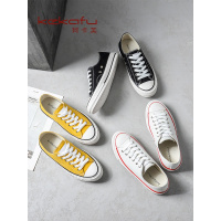 珂卡芙小白鞋女2019潮秋季新款韩版百搭平底休闲系带板鞋帆布鞋女