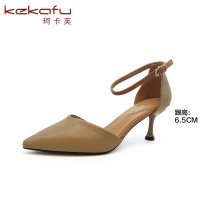珂卡芙细跟通勤风一字带尖头性感百搭舒适简约仙女风女凉鞋