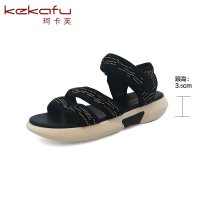 珂卡芙凉鞋女夏季新款韩版ins潮平底休闲舒适魔术贴纯色凉鞋女