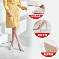 珂卡芙女单鞋2020春季新款舒适流行百搭婚鞋尖头细跟女单鞋