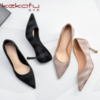 珂卡芙性感尖头单鞋女2020春季新款百搭优雅浅口高跟鞋工作鞋女