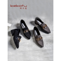 珂卡芙通勤风单鞋女2020春季新款性感尖头女鞋粗跟两穿懒人鞋女