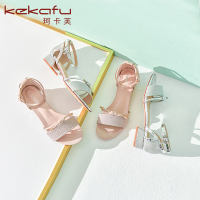 珂卡芙凉鞋女新款夏季细跟仙女鞋一字扣露趾软妹高跟凉鞋