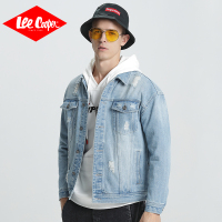 LeeCooper2018秋冬季潮男士修身个性浅色牛仔夹克