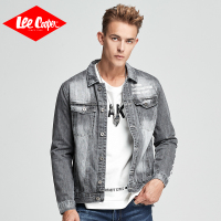 LeeCooper2018春季新款韩版个性复古牛仔男士水洗灰牛仔外套夹克