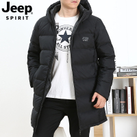 吉普男装正品羽绒服男中长款冬修身连帽韩版潮青年冬季保暖上衣外套