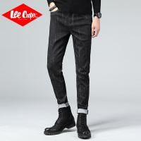 Lee Cooper2018秋冬新款时尚个性印花弹力系带潮流牛仔长裤