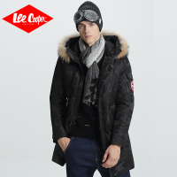Lee Cooper冬季中长款连帽保暖羽绒服韩版休闲青年袄子外套