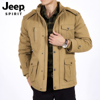吉普男装正品2018冬季新款男士棉衣男加绒加厚防风保暖棉服
