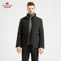 俞兆林秋冬新款男士立领大码加厚中青年黑色中长款羽绒服S1611
