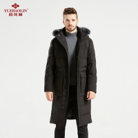 俞兆林秋冬新款外套男加厚中长款可脱卸帽狐狸毛领羽绒服D9622