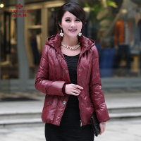俞兆林秋冬新款中老年连帽羽绒服女短款薄款修身收腰外套X2130