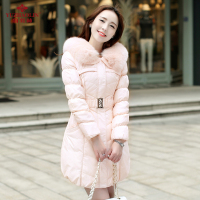 俞兆林秋冬新款女士狐狸毛领中长款羽绒服收腰修身外套X2268