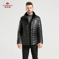 俞兆林秋冬新款男士立领皮质大码加厚保暖中长款羽绒S1519
