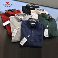 俞兆林2018春秋新品男士商务休闲纯色纯棉灯芯绒长袖衬衫CX18001