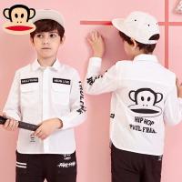 大嘴猴男童长袖衬衫纯棉中大童2018新款 夏装童装儿童休闲衬衣男