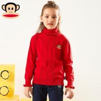 大嘴猴女童高领毛衣针织衫 2018年秋季新款 领子可脱卸