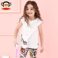 大嘴猴女童衬衫短袖棉 女宝宝夏装圆领短袖半袖T恤中大童T恤衫