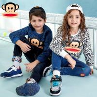 大嘴猴儿童男童卫衣秋冬新带帽连帽女童卫衣加绒加厚秋装豹纹