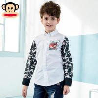 大嘴猴童装短袖衬衫中大童长袖上衣男童新款翻领儿童衬衣男