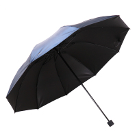 天堂伞 三折加大加固双人黑胶晴雨伞商务伞太阳伞 平光 33535E