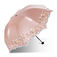 天堂伞遮阳晴雨伞黑胶三折伞33190E