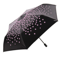 天堂伞 UPF50+碳纤伞全遮光黑胶朵朵飘零三折晴雨伞太阳伞 27333E