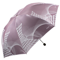 天堂伞 UPF50+缎面黑胶丝印抽象图案三折晴雨伞太阳伞 15003ELCJ