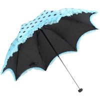 天堂伞 黑胶拼蕾丝边太阳伞公主伞