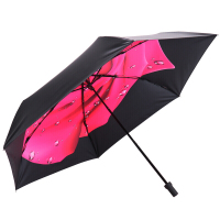 天堂伞 全遮光三折碳纤晴雨伞小黑伞 63303 粉红