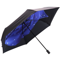 天堂伞全遮光三折碳纤晴雨伞小黑伞63303 蓝色