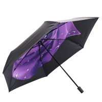 天堂伞全遮光三折碳纤晴雨伞小黑伞 63303 紫色