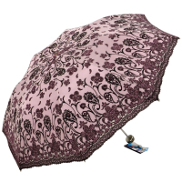 天堂 芦花纱影黑涤彩胶三折超轻遮阳伞 41133粉色