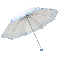 天堂伞提花丝印莲花仙子三折超轻晴雨伞太阳伞P3383E蓝色
