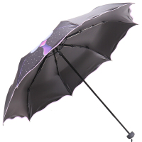 天堂伞全遮光黑胶萌萌哒鸟三折晴雨伞小黑伞 L33409E紫色