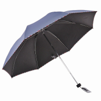 天堂伞碰击布黑胶格子布包边三折商务晴雨伞太阳伞 D24203蓝灰