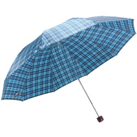 天堂伞 UPF50+加大加固高密聚酯色丁格三折商务晴雨伞太阳伞 深蓝 359D