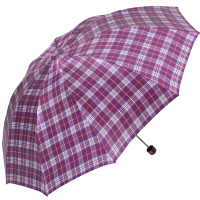 天堂伞 UPF50+加大加固高密聚酯色丁格三折商务晴雨伞太阳伞 深紫359D