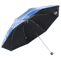 天堂伞 UPF50+缎面黑胶丝印抽象图案三折晴雨伞太阳伞 15003ELCJ宝蓝