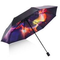 天堂伞 黑胶晴雨伞遮阳伞三折叠防晒防紫外线太阳伞小黑伞 30309D相濡以沫