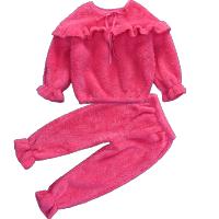 金雅丽童儿童睡衣秋季女童法兰绒长袖家居服中大童冬季加厚女孩珊瑚绒套装