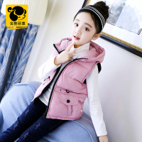 童装女童冬专棉马甲2018新款韩版中大童保暖洋气连帽上衣女孩马夹