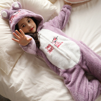 儿童睡衣冬季加厚款2018新款女童连体衣小女孩法兰绒保暖连身衣潮