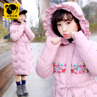 女童冬装外套棉衣2018新款童装韩版中大童加厚棉袄女孩中长款棉服