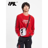 JPK原创潮牌国潮3M反光男士圆领机能街头嘻哈红色大码套头卫衣男