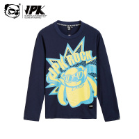 JPK潮牌设计男女装宽松大码卡通图撞色长袖潮流街头圆领打底衫T恤
