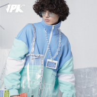 JPK19年秋冬 原创潮牌蓝街头嘻哈男女情侣款加绒开衫卫衣外套