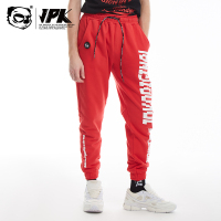 JPK原创潮牌国潮秋冬运动裤港风休闲裤子红色宽松束脚裤男士长裤